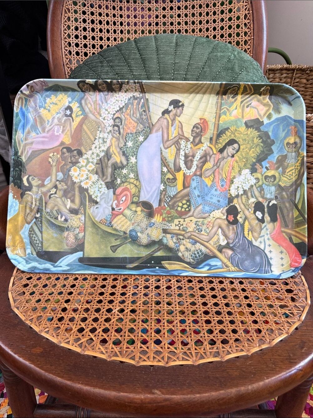 Vintage The Royal Luau Kaneohe Hawaii Pacific Coasters Melamine Tiki Serve Tray